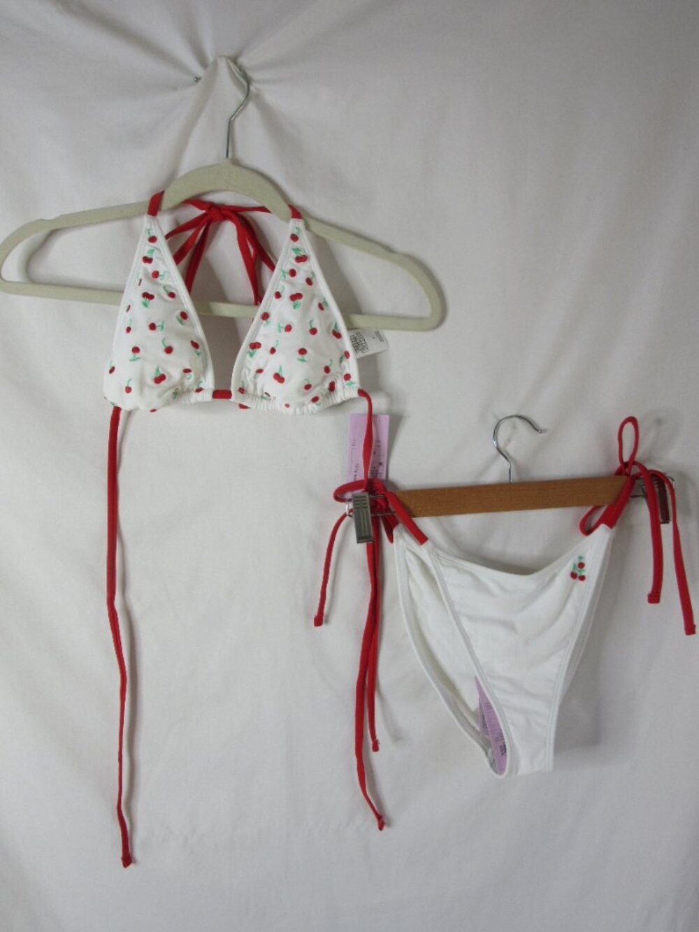 Wild Fable 2 Piece Bikini White with Embroidered Red Cherries Small NWT - Picture 9 of 10